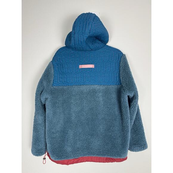 UGG Sherpa Fleece Pullover Women's Large Cozy 1/2 Zip Iggy Jacket Blue - Picture 6 of 10